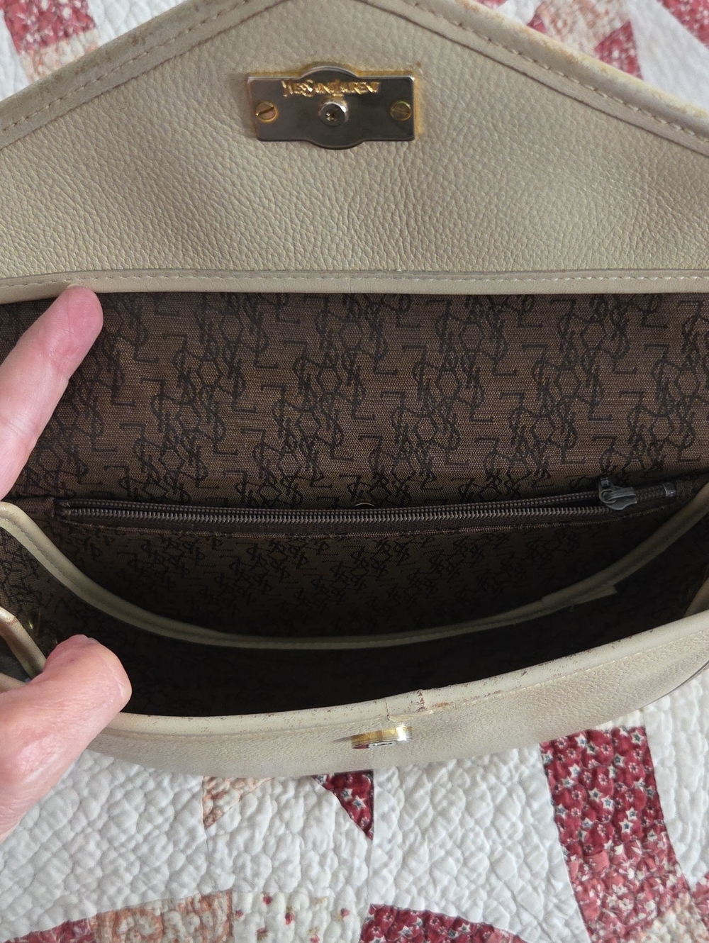 YSL Women's Cream Leather Crossbody Bag - Elegant Neutral crossbody  Bag - Picture 8 of 10
